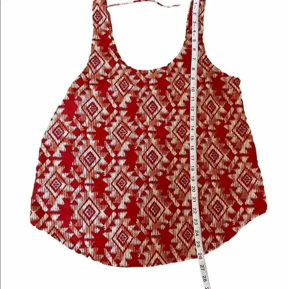 Aztec Print Red Lightweight Printed Tank Top - Picture 5 of 7